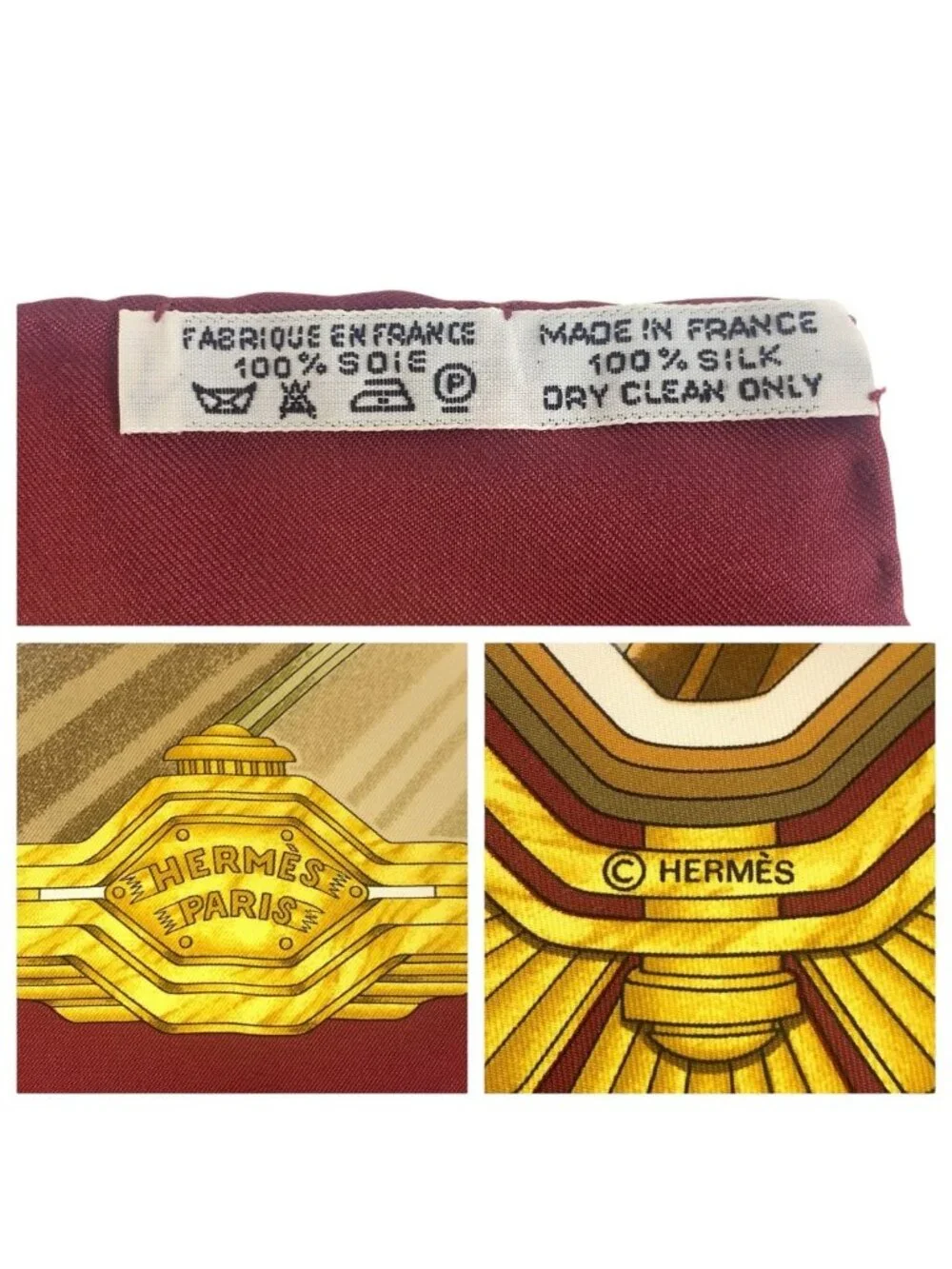 Hermes Automobile Carre 90 Wine Red Multicolor Silk Scarf - Picture 3 of 7